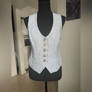 Banana Republic Women's Blue and White Striped Vest